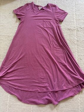 Short Sleeve Pocket Swing Dress in Dusty Raspberry